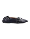 Ganni Buckle Strap Ballerinas In Black