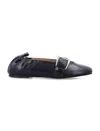 Ganni Buckle Strap Ballerinas With Rounded Square Toe In Blue