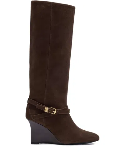 Ganni Buckle-strap Boots In Brown