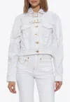Ganni Buckle Stitched Denim Jacket In White