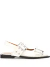 Ganni Feminine Buckle Ballerina Naplack Sandal In Egret In Neutral
