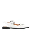Ganni Feminine Buckle Ballerina Naplack Sandal In Egret In Neutral
