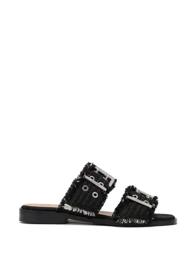 Ganni Buckled Sandals In Black
