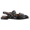 Ganni Buckled Slingback Ballet Flats In Black Leather
