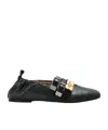 Ganni Printed Synthetic Leather Ballerinas With Rubber Sole In Black