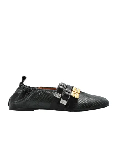 GANNI GANNI BUCKLED STRAP BALLET FLATS