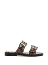 Ganni Patterned Recycled Polyester Polyurethane Flat Shoes In Brown