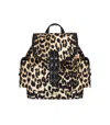 Ganni Magnetic Buckle Backpack Leopard Print In Brown