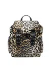 Ganni Backpack Leopard Print Zip Pockets
