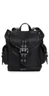 Ganni Magnetic Pockets Flap Backpack Handle In Black