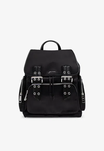 Ganni Bucky Backpack With Logo Lettering