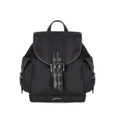 GANNI GANNI BUCKY BLACK SMALL BACKPACK
