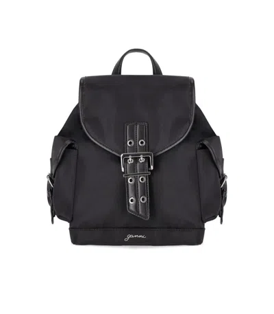 GANNI GANNI BUCKY BLACK SMALL BACKPACK