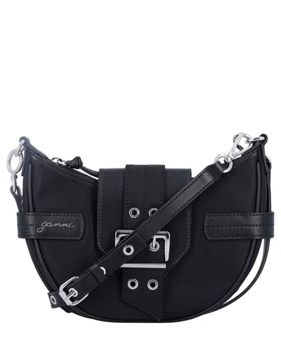 Ganni Bucky Hobo Bag In Black