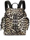 Ganni Magnetic Buckle Backpack Leopard Print In Brown