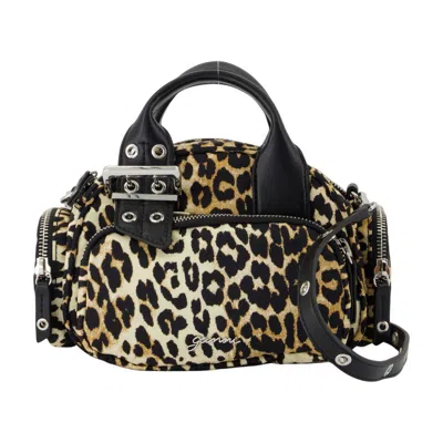 Ganni Bucky Polochon Small Crossbody In Brown