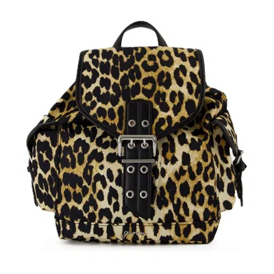 Ganni Small Leopard Print Bucky Backpack In Animal Print