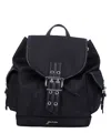 Ganni Magnetic Pockets Flap Backpack Handle In Black