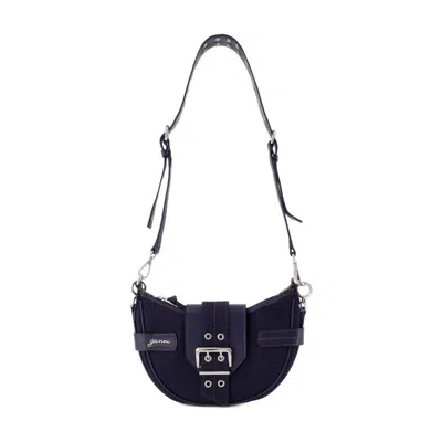 Ganni Bucky Small Crossbody - Cotton - Blue In Black