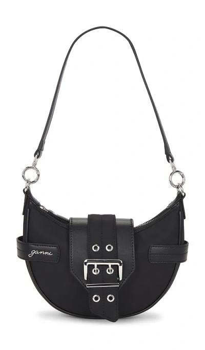 Ganni Bucky Small Crossbody Nylon Bag In Black