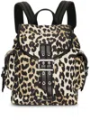 Ganni Magnetic Buckle Backpack Leopard Print