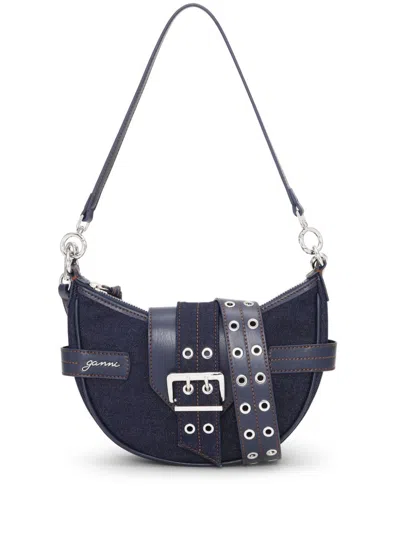 Ganni Bucky Small Nylon Crossbody Bag In Blue