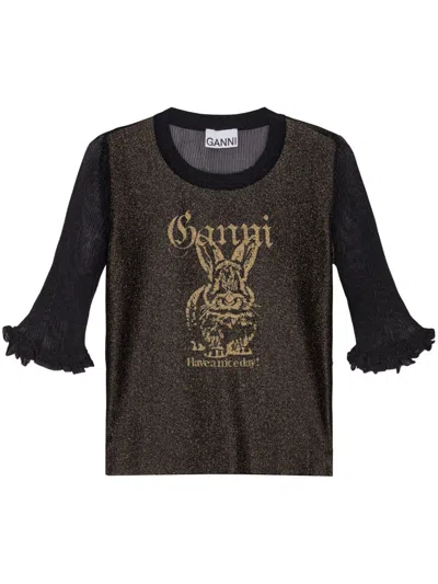 GANNI GANNI BUNNY CREWNECK TOP