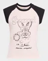 Ganni Basic Jersey Bunny Raglan T-shirt T-shirts Pink In Primrose Pink