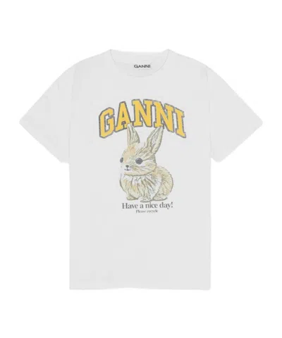 Ganni Basic Jersey Baby Bun Relaxed T-shirt In Bright White