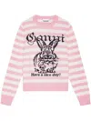Ganni Striped Sweater With Rabbit
