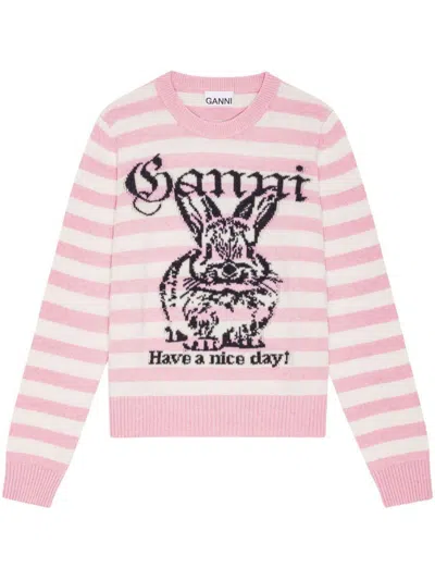 GANNI GANNI BUNNY WOOL CREWNECK JUMPER