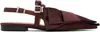 Ganni Big Bow Pointed Toe Slingback Flat In 234 Dark Burgundy