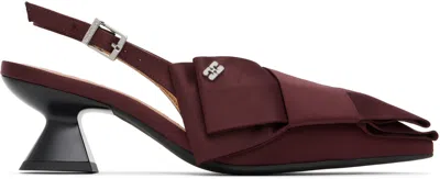 Ganni Burgundy Bow Kitten Heels