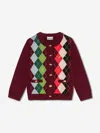 Ganni Womens Tawny Port Rhombus-print Round-neck Wool And Cashmere Cardigan Xl