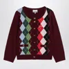 Ganni Womens Tawny Port Rhombus-print Round-neck Wool And Cashmere Cardigan Xl