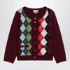 Ganni Womens Tawny Port Rhombus-print Round-neck Wool And Cashmere Cardigan Xl