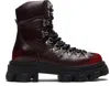 Ganni Burgundy Cleated Mountain Boots In Brown