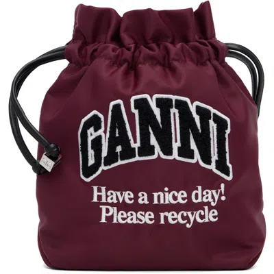 Ganni Burgundy Logo Pouch In 08h Windsor Wine
