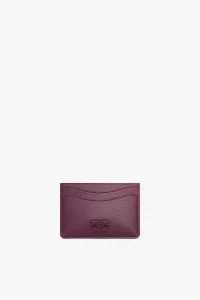 Ganni Burgundy Red Bou Card Holder In