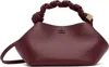 Ganni 'bou' Bordeaux Mini Handbag With Braided Handle And Removable Shoulder Strap In 436 Burgundy