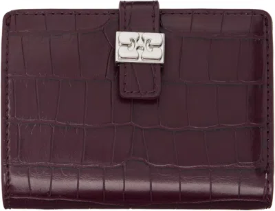 Ganni Burgundy Sue Slim Flap Wallet