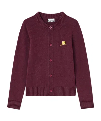 Ganni Knitwear With Ribbed Cuffs And Hem In Brown