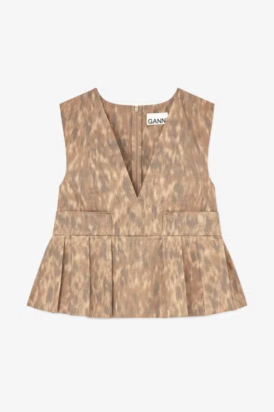 Ganni Burro Top In Brown
