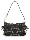 Ganni Denim Butterfly Bow Shoulder Bag In Black