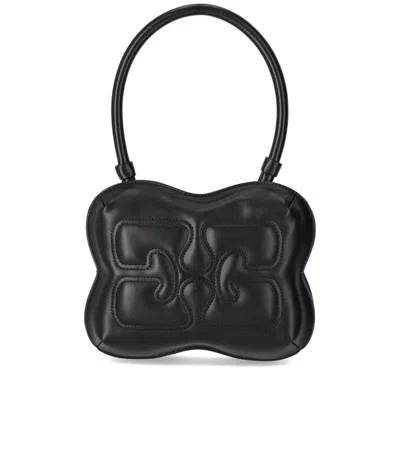 Ganni Butterfly Black Shoulder Bag In Schwarz