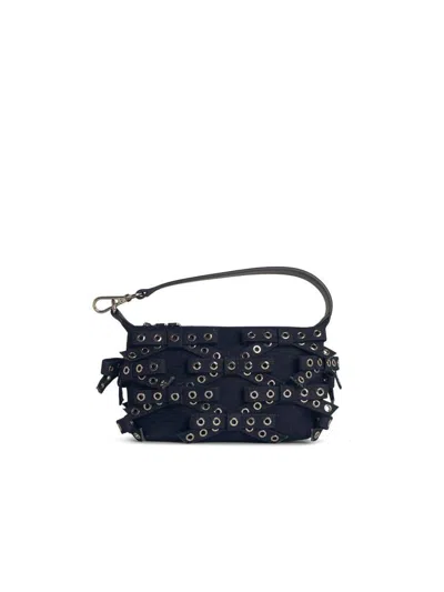 Ganni 'butterfly' Blue Denim Bag In Navy