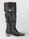Ganni Butterfly Buckle Knee-high Slouchy Boots In Gray