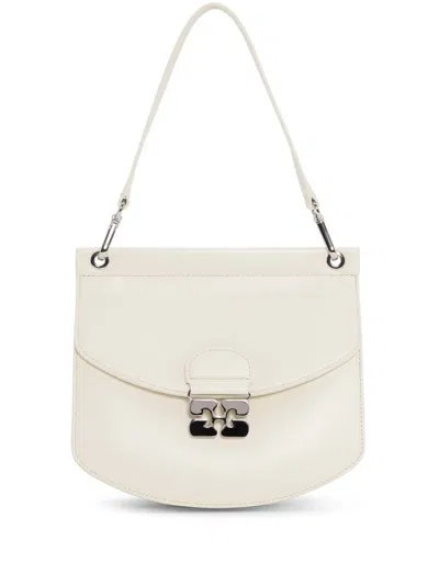 Ganni Butterfly-clasp Crossbody Bag In White