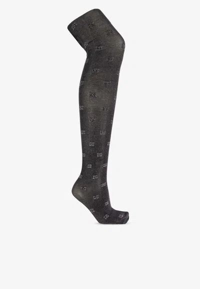 Ganni Tights With Decorative Finish In Black