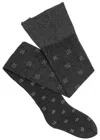 Ganni Butterfly Logo Glittered Tights In Black